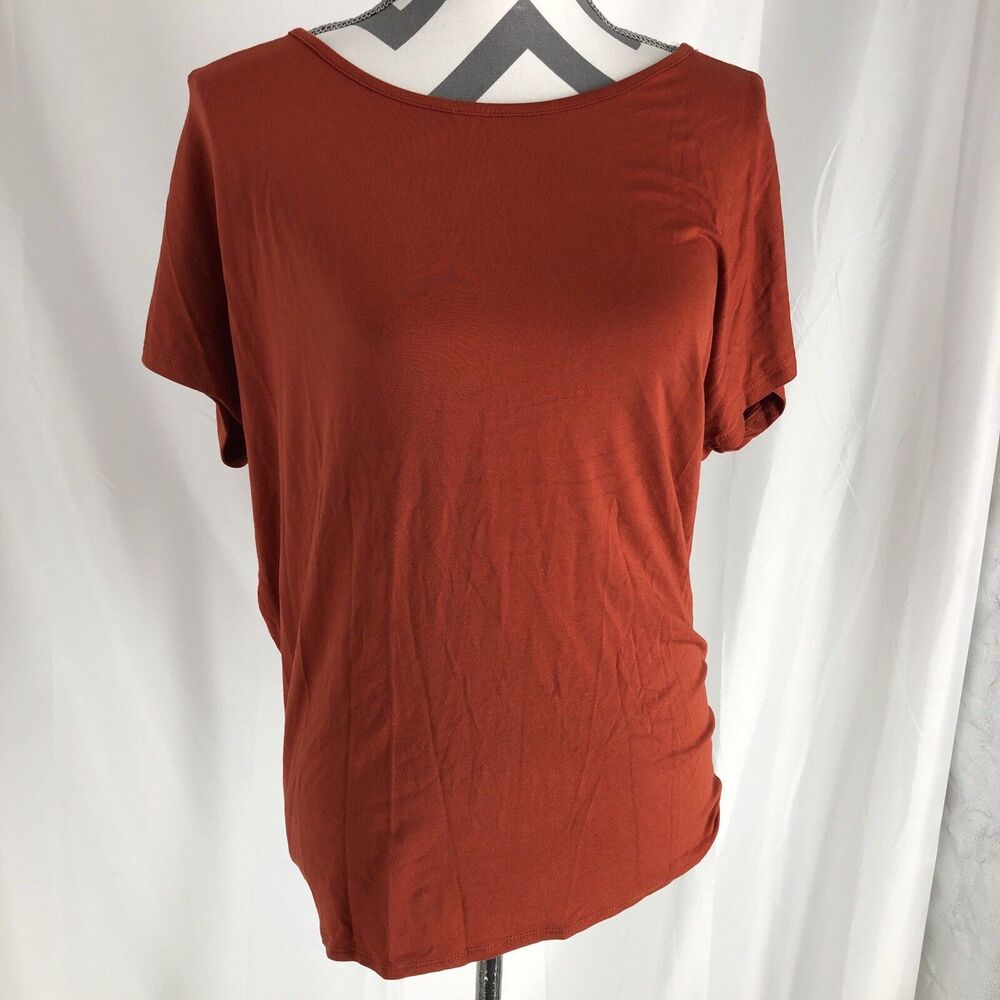 Adora Orange Open Cross Knotted  Back  Shot Sleeve Top Size Small